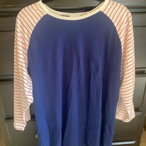 LuLaRoe Navy and Red Striped Top